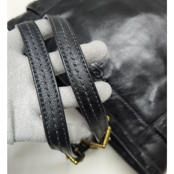 Coach Gallery Black Patent Leather Turn Lock Pocket Doubler Handle Tote Bag - Picture 6 of 16